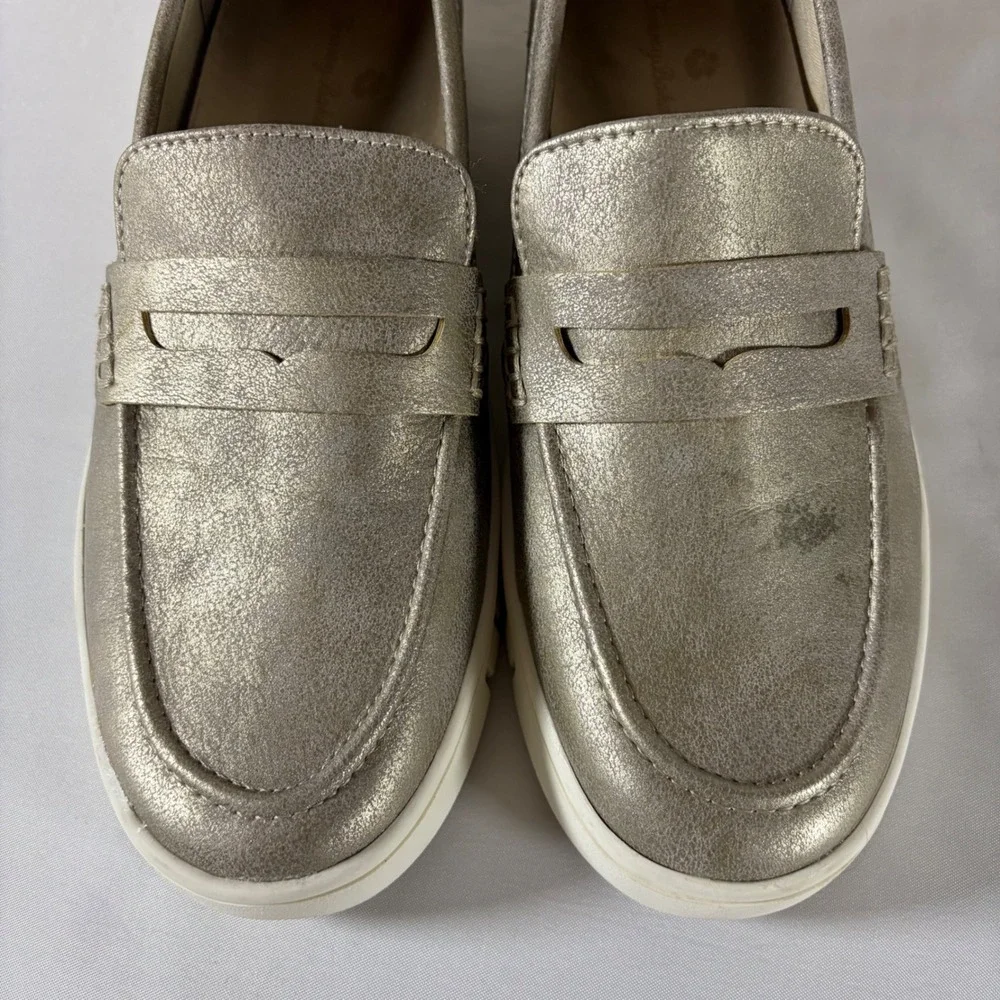 Tommy Bahama Venus Metallic Gold Penny Loafer Platform Sneakers Womens 8.5 M